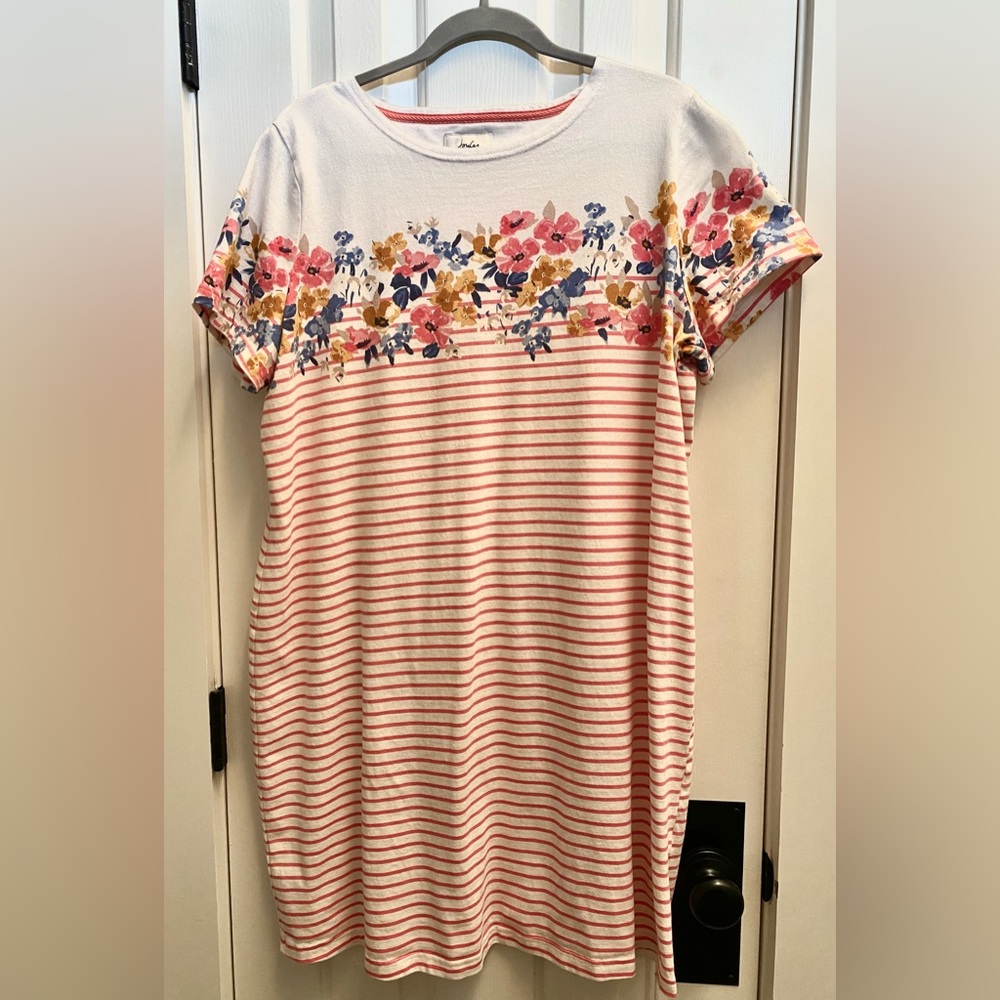 Joules Florals + Stripes Cotton Dress Size 18 US